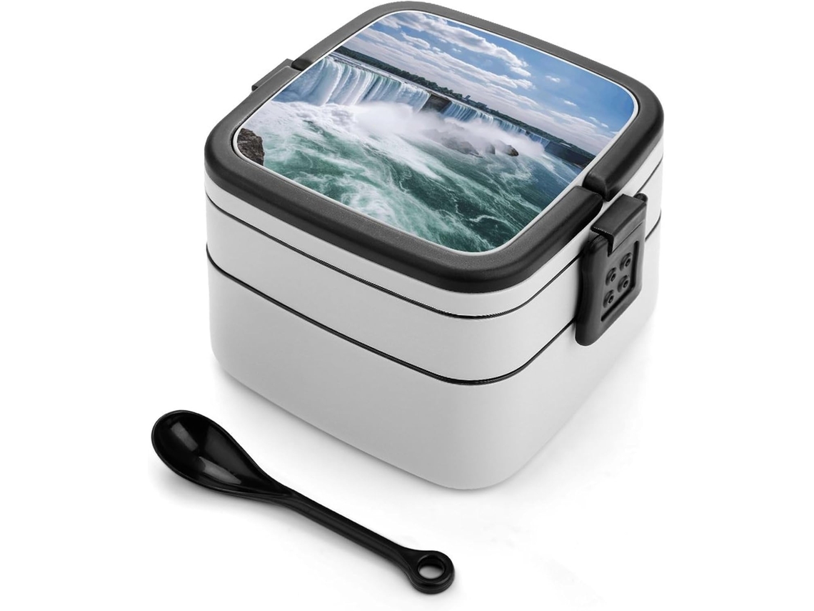 Lancheira Bento De Camada Dupla, Recipiente Para Alimentos À Prova De Vazamentos 1-litro Com Colher, Lancheira Bento