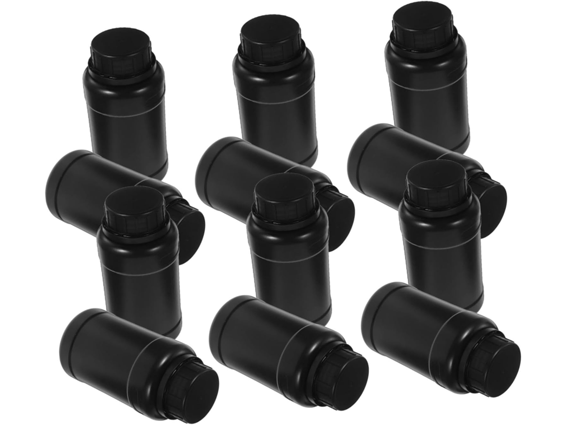 Conjunto De 12 Frascos De Laboratório De Boca Larga Em Plástico.