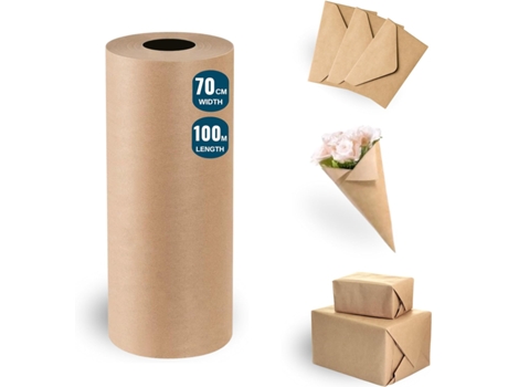 Rolo de Papel de Embrulho 70Cmx100M- Papel de Embalagem Ideal para Artesanato Ou Embalagem de Presentes de Natal e Aniversário Espírito Rebelde Lda