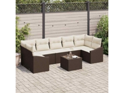 Vidaxl Conjunto De Sofás Manual Marrom E Creme 55 X 55 X 37 Cm Vime Pe