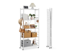 Estante Metálica Dobrável 5 Níveis Com Rodas 81 X 36 X 183 Cm, Branca Vevor