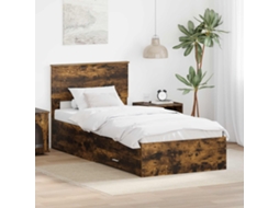 Vidaxl Estrutura da Cama Carvalho Defumado e Prata 75 X 190 Cm