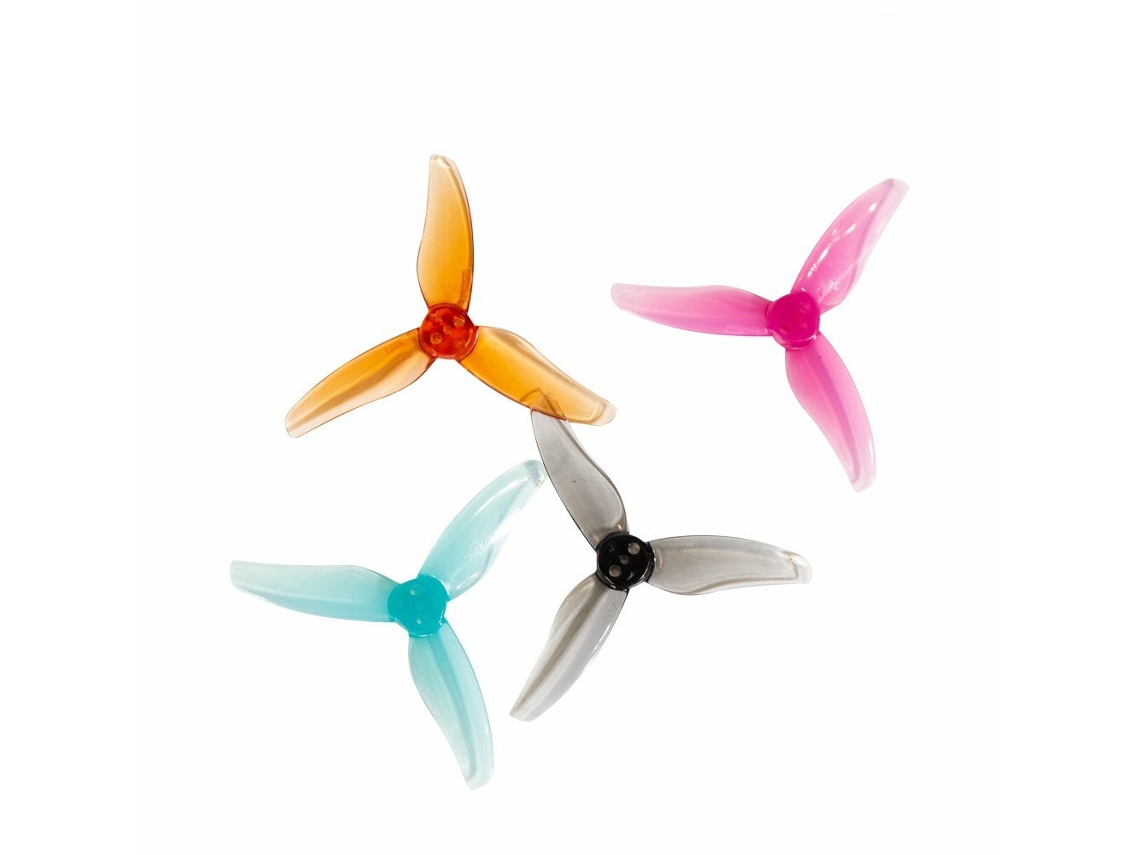 Hélice Gemfan Hurricane 2512 de 3 Pás, 2,5'', Transparente, Laranja , Resistente, para Drones de Corrida Fpv Toothpick. MDUG (2 Pares)