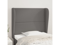 Cabeceira Cama C/ Abas Couro Artif. 103x23x118/128 Cm Cinzento