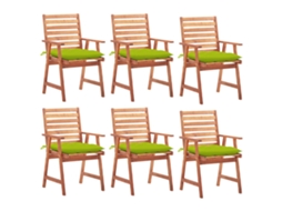 Vidaxl Cadeiras De Jantar P/ Jardim 6 Pcs C/ Almofadões Acácia Maciça