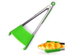 Pinza Espátula de Silicona 2 En 1, Alimentaria Antiadherente, Resistente Al Calor, Acero Inoxidable, 9 Pulgadas Rojo 9 Polegadas Verde