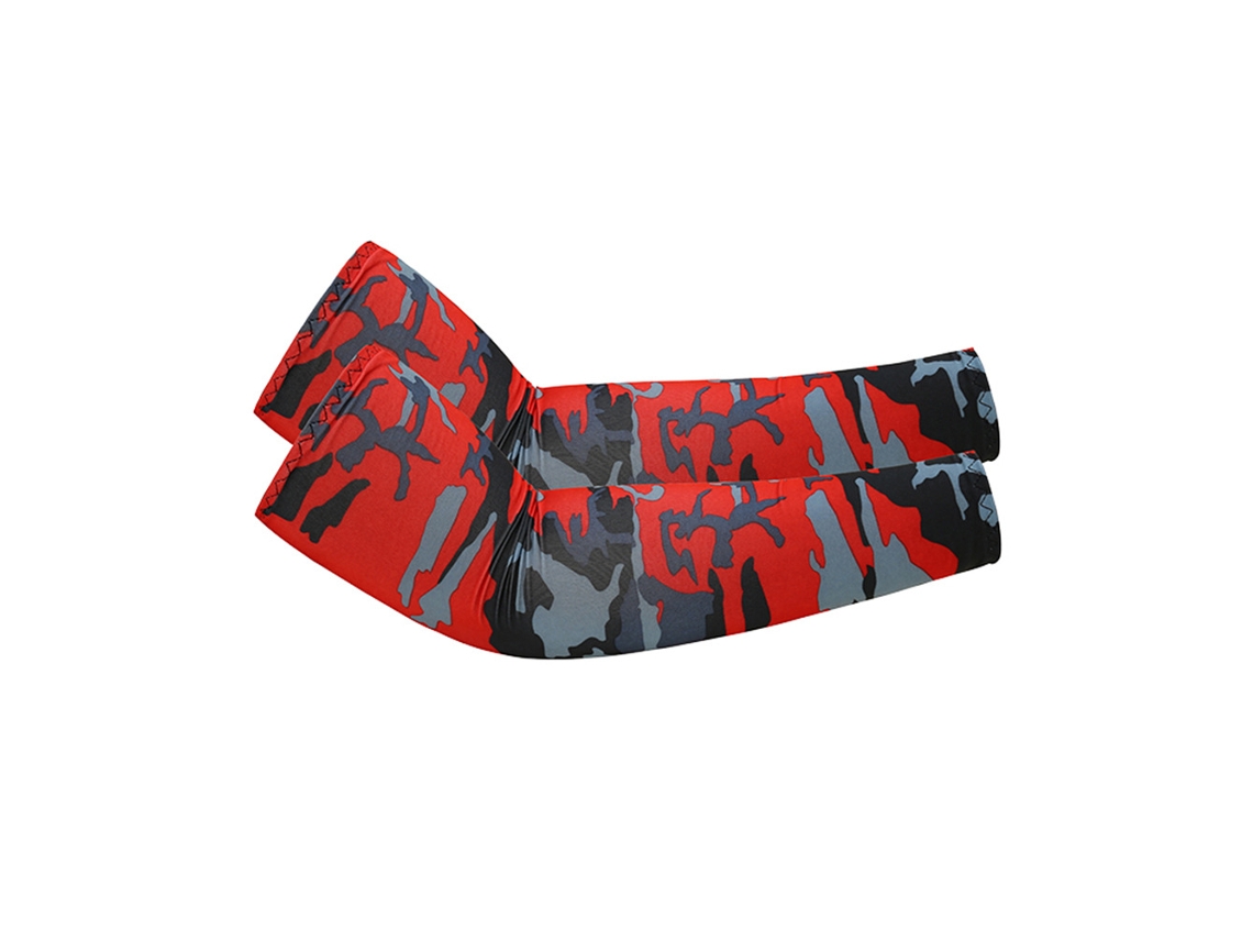 Mangas de proteção solar UPF 50+ para braços, cooling sports sleeve, vermelho camuflado, 3 itens CZHHMART