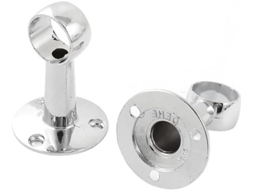 Barra para Pendurar Toalhas e Roupas, Bucha Flangeada de 20 Mm de Diâmetro, Tom Prateado, 2 Peças CHABERLU