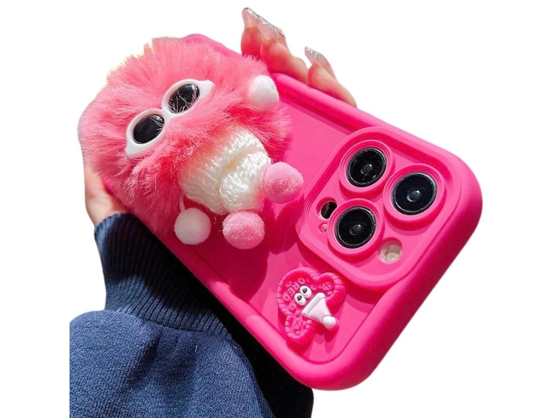 Capa Peluche para iPhone 13 pro max VEANXIN Rosa