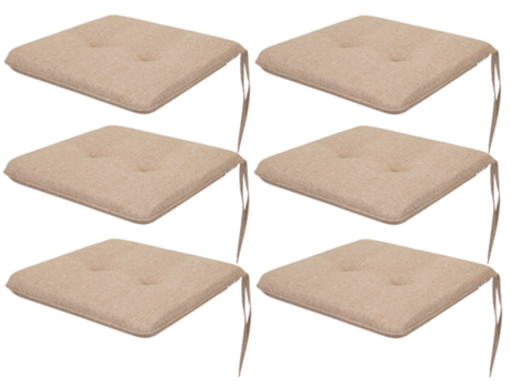 Almofada de Cadeira para Sala de Estar Cozinha Sala de Jantar Ou Jardim para Uso Interno e Externo 6 Peças 50X63Cm Dupla Face Bege SALES CORE