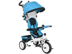 Triciclo Infantil Com Guidão 6 Em 1, Capota Ajustável E Cinto De Segurança, Para Crianças De 1 A 5 Anos, Azul.