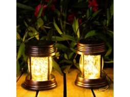 Pack 2 Lanternas Solares De Jardim 20 Led Ip44 Para Decoração Interior/exterior