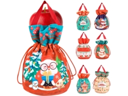 Sacolas De Presente De Natal, 7 Unidades, Bolsas Reutilizáveis Com Cordão.