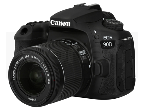 Kit Máquina Fotográfica Reflex CANON 90D + EF-S 18-55 f/3.5 (32.5 MP - Sensor: APS-C - ISO: 100 a 51200)