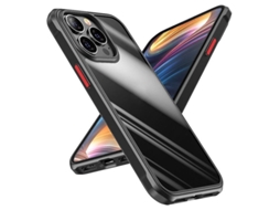 Capa Transparente de Acrílico Compatível com Iphone 14 Pro Preto com Airbag e Proteção Antichoque