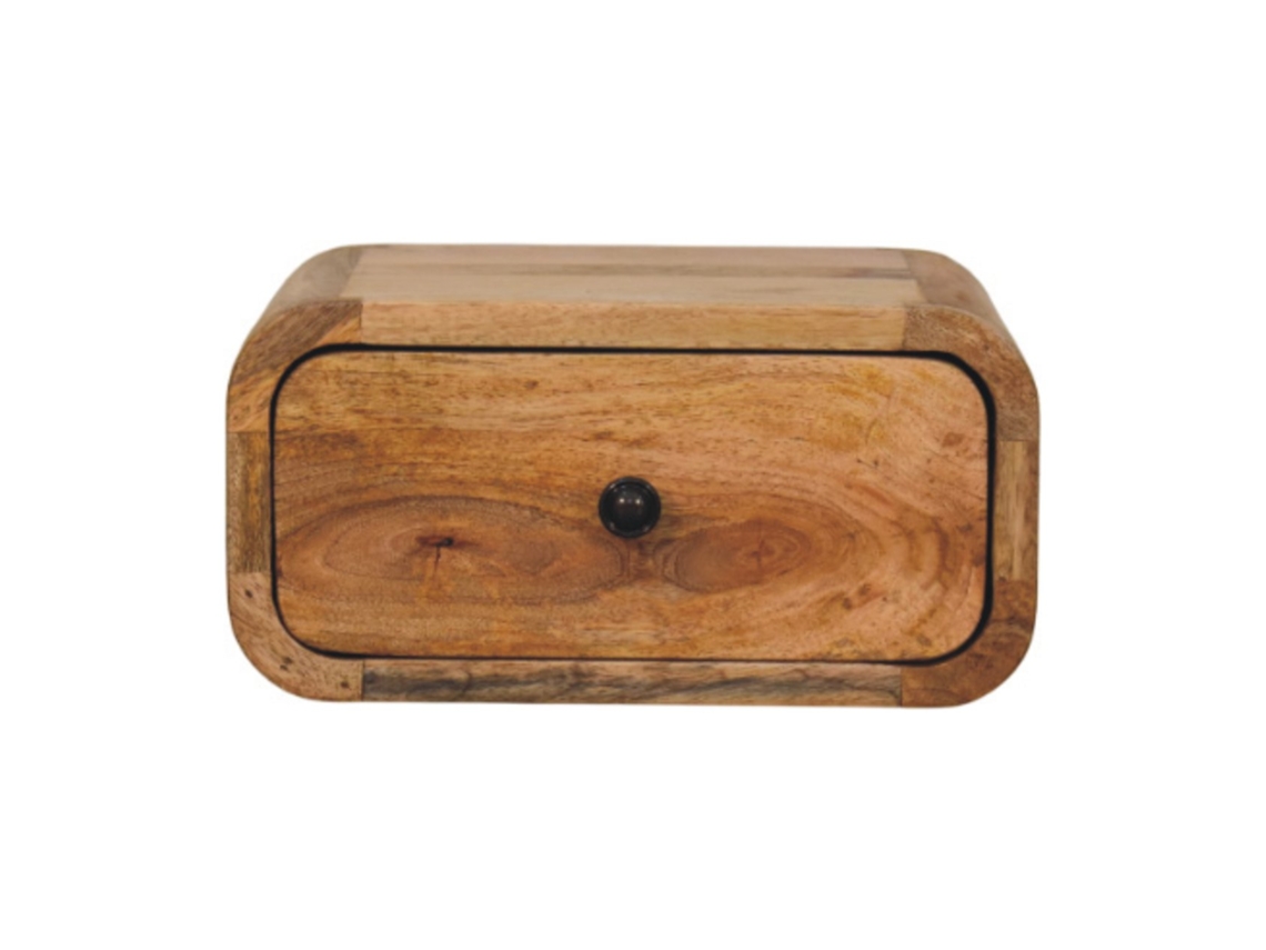 Mini Criado Mudo Em Madeira Maciça Marrom Com 1 Gaveta, Marrom Artisan Furniture