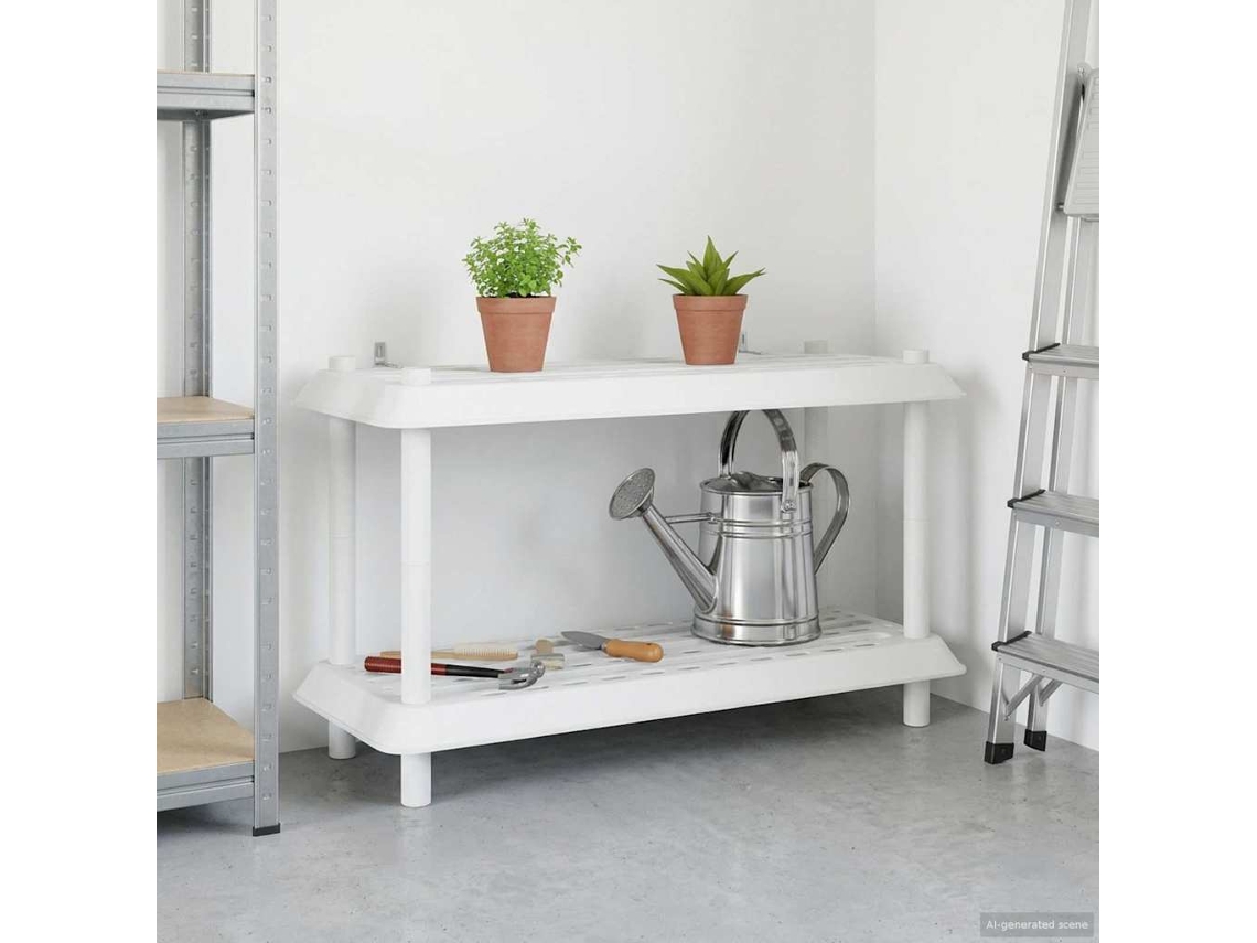 Vidaxl Unidade De Estante 2 Níveis 100 X 40 X 55,5 Cm Pp Branco