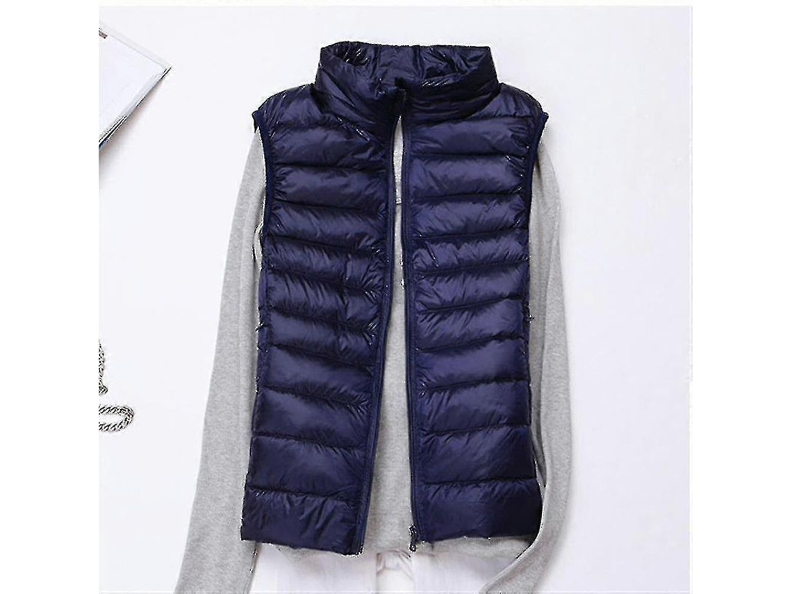 Chaleco Acolchado Ligero para Mujer com Cremallera Total Cuello Alto Invierno Azul Oscuro S/MARCA