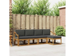 Vidaxl Conjunto De Sofás Para Exterior 5 Unid. Natural E Antracite