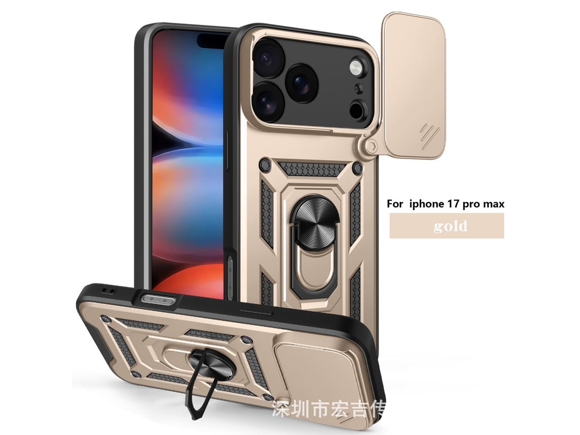 Capa Para Celular Veicular Com Sistema Magnético Anti-quedabanhada A Ouro (janela Deslizante De Braço Reto) - Iphone 15 (furo De Precisão)