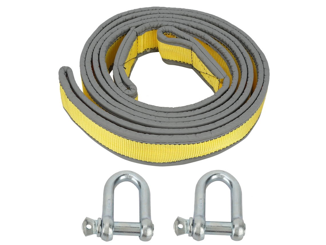 Cuerda De Remolque Para Carros De 8 Toneladas Resistente Com Gancho Em U Amarelo Cinza