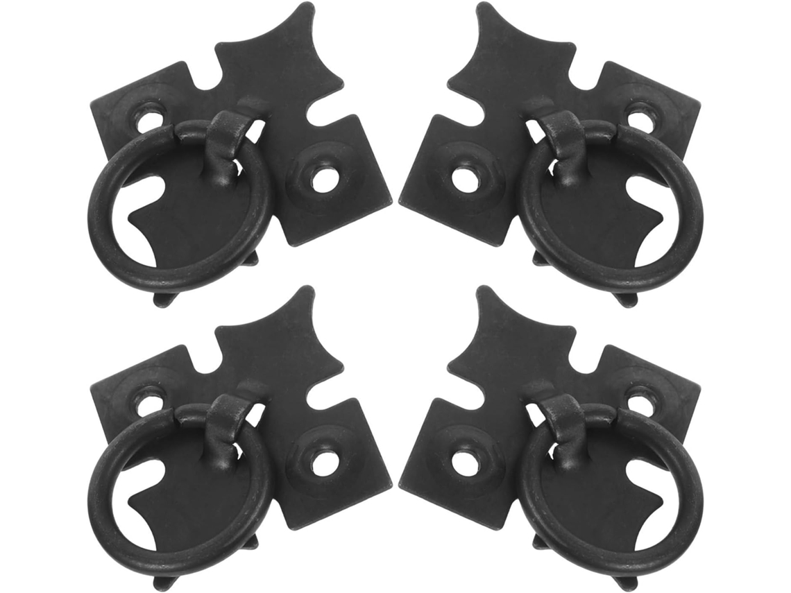 Veemoon Conjunto De 4-puxadores Antigos Para Armário, Em Ferro Preto Com Formato De Trevo Quatro Folhas, Ideais Para
