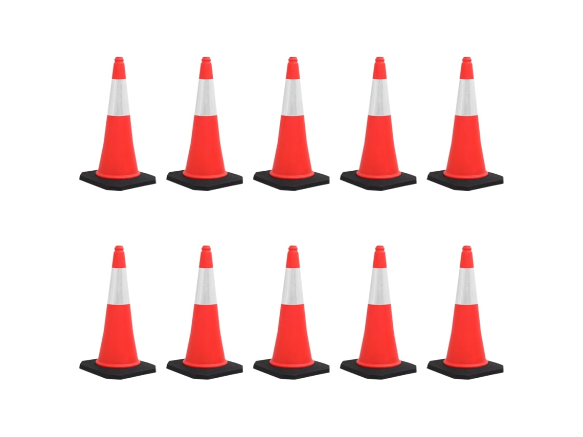 Vidaxl Cones De Sinalização Refletores Com Bases Pesadas 10 Pcs 75 Cm