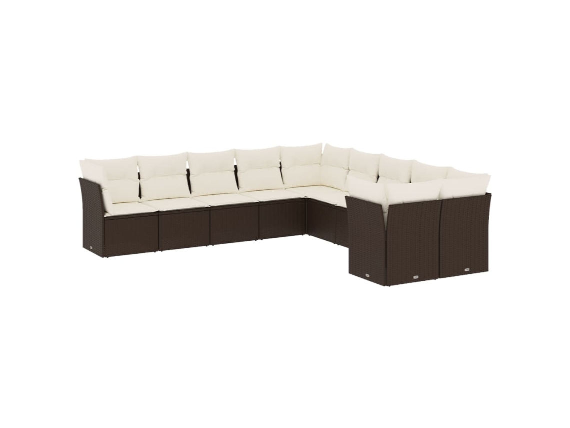 Conjunto de 10 Sofás Jardim com Almofadões Vime Pe Castanho MAISON EXCLUSIVE (10 pcs)