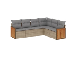 Conjunto de 6 Sofás P/ Jardim com Almofadões Vime Pe Bege MAISON EXCLUSIVE (80x200 cm)