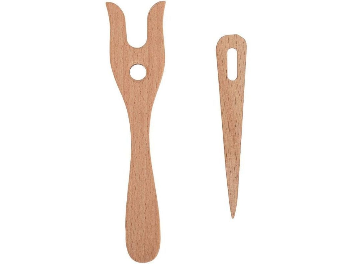 Conjunto De Garfo De Tecelagem, Ferramentas De Tricotagem Em Madeira E Kit De Agulha Com Olho Grande Para Diy De Pulseiras E Colares