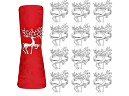12 Anéis Para Guardanapos De Reno Natalino 6cm Prata Para Festa Jantar Natal Ação De Graças Casamentos Decoração De Mesa