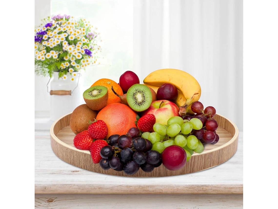 Bandeja De Madeira Rústica Para Servir Chá, Frutas E Doces.