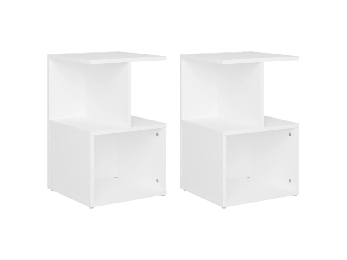 Conjunto de 2 Mesas Cabeceira 35x35x55 cm Derivado da Madeira Branco MAISON EXCLUSIVE