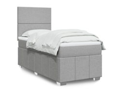Vidaxl Cama Com Molas/colchão 90x200 Cm Tecido Cinza-claro