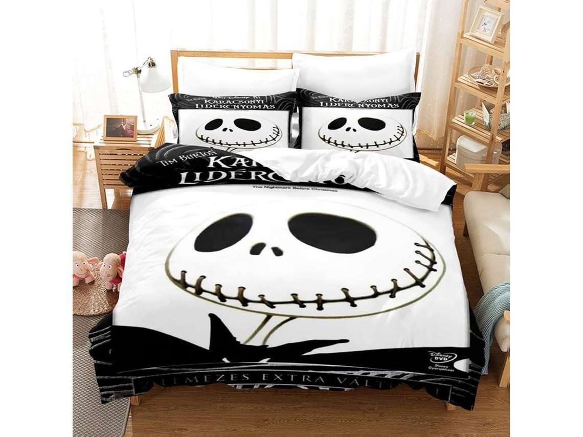 Conjunto de Edredom de Halloween, Pumpkin, Skull, Bat, Tombstone, Witch Hat, 180*200