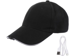 Boné Com Viseira Ajustável E Luzes Led Em Algodão Preto, Chapéu Clássico E Versátil Para