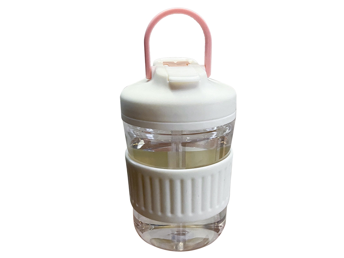 Garrafa de Palha 400ml Isolada Resistente À Queda Rosa