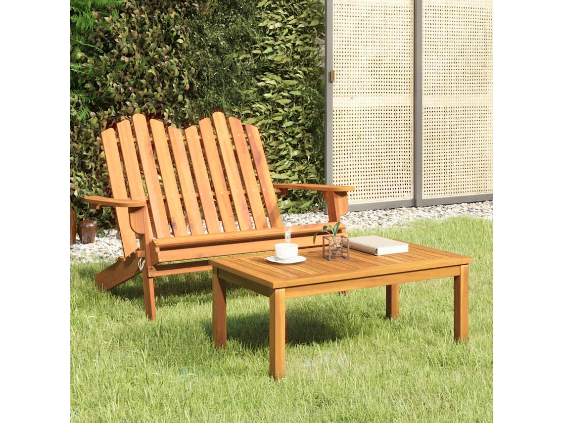 Vidaxl Conjunto Lounge De Jardim Adirondack 2pcs Acácia Maciça