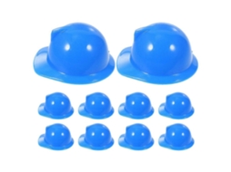 Rebe 10 Gorros de Construcción Mini Plásticos para Muñecas Accesorios de Juego Decoración Mascotas 4x3,7x2cm Azul