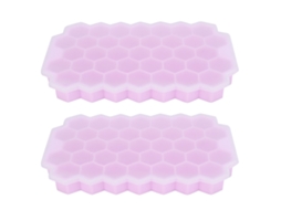 Moldes De Gelo De Silicone Rosa 37 Cuadrados Com Tampa Para Cozinha 2 Peças
