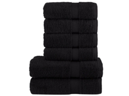 Vidaxl 6pcs Conjunto Toalhas Banho Premium Solund 600 Gsm Preto