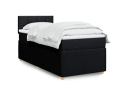 Vidaxl Cama Com Molas/colchão 90x200 Cm Tecido Preto