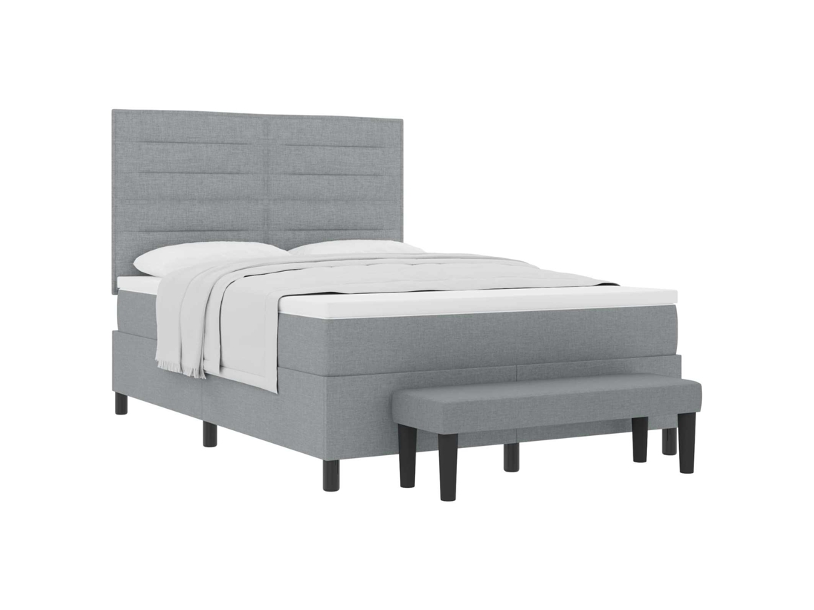 Vidaxl Cama Box Com Cabeceira Cinzento-claro 140 X 190 Cm Tecido