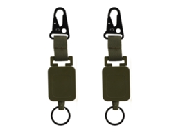Chaveiro verde militar com fivela elástica, pacote com 2 unidades.