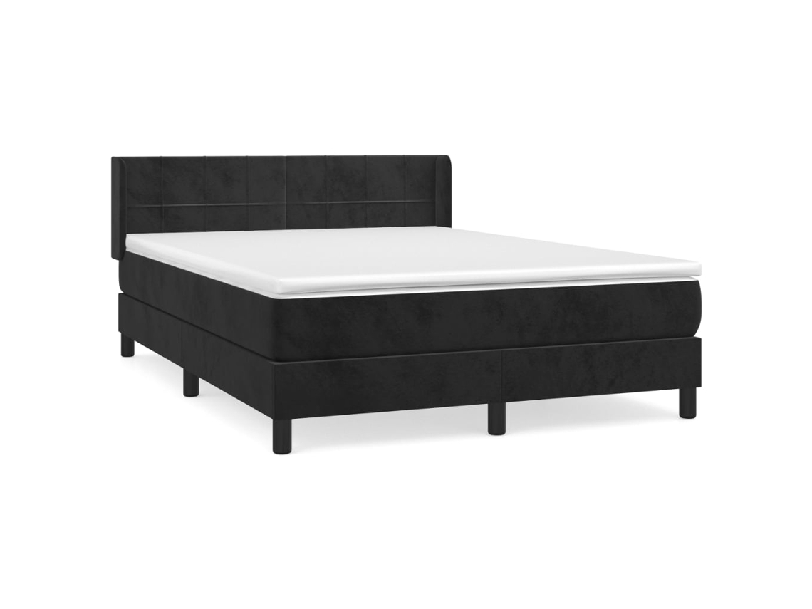 Cama com Molas/colchão 140x190 Cm Veludo Preto MAISON EXCLUSIVE