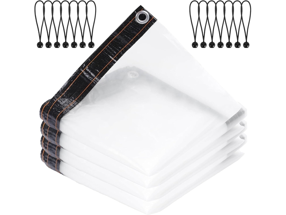 Tarps With Grommets, Plastic Tarpaulin, Thicken Waterproof Transparent Plastic Tarp For Patio Enclosures Winter