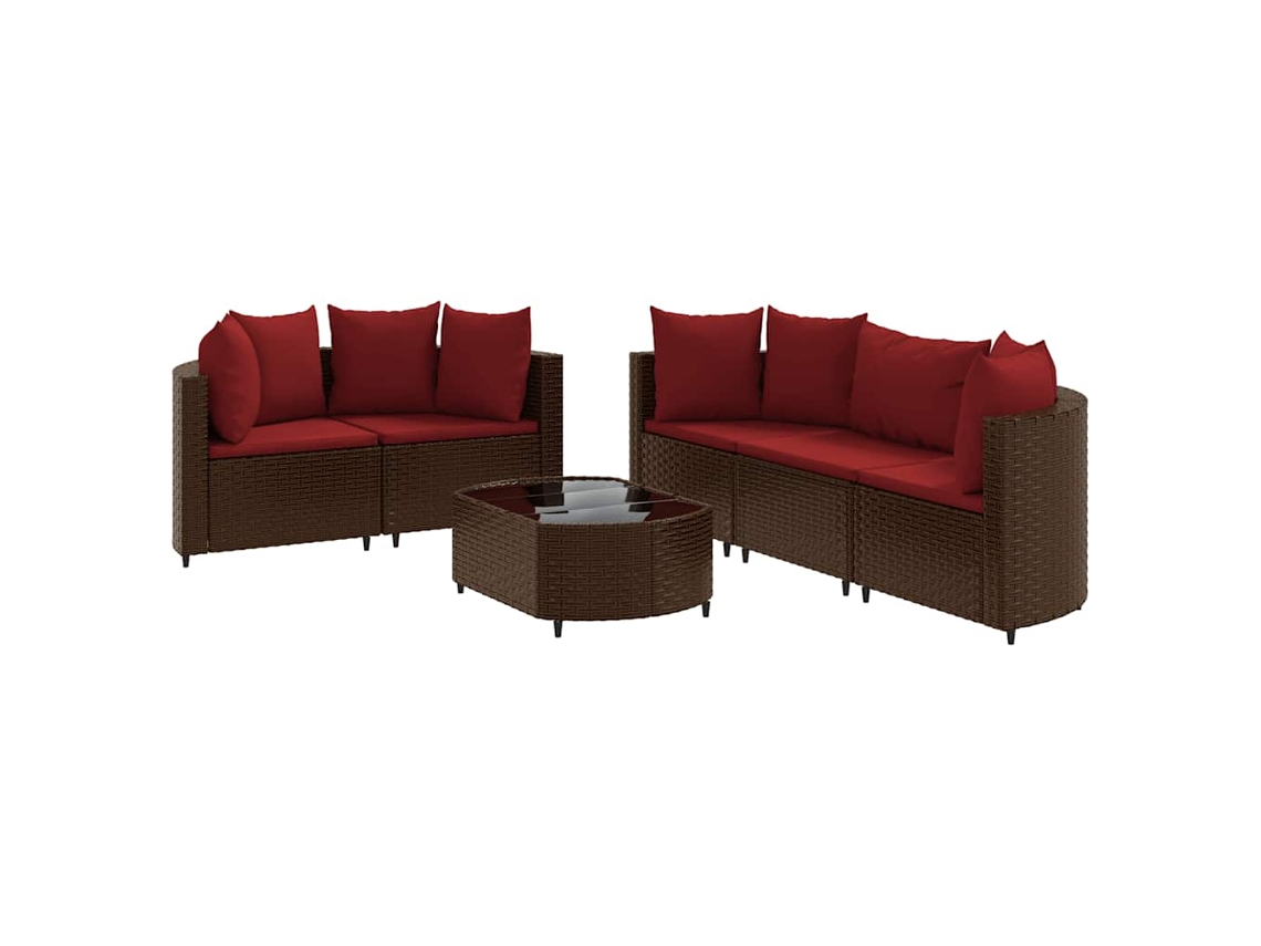 Conjunto de 6 Sofás Jardim com Almofadões Vime Pe Castanho MAISON EXCLUSIVE (80x200 cm)