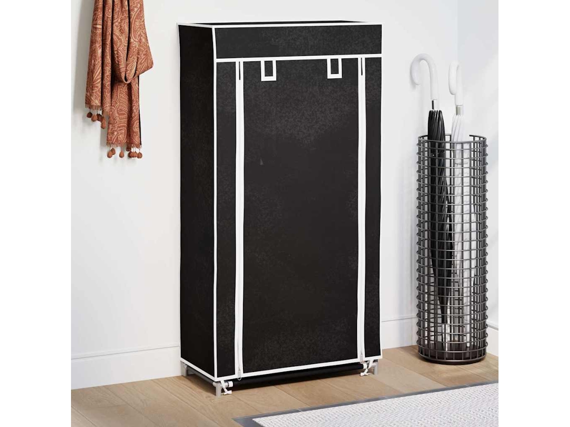 Vidaxl Armário P/ Sapatos Com Cobertura 58x28x106cm Tecido Preto