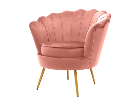 Poltrona em Forma de Leque em Veludo Rosa WE HOME 80X77X76cm
