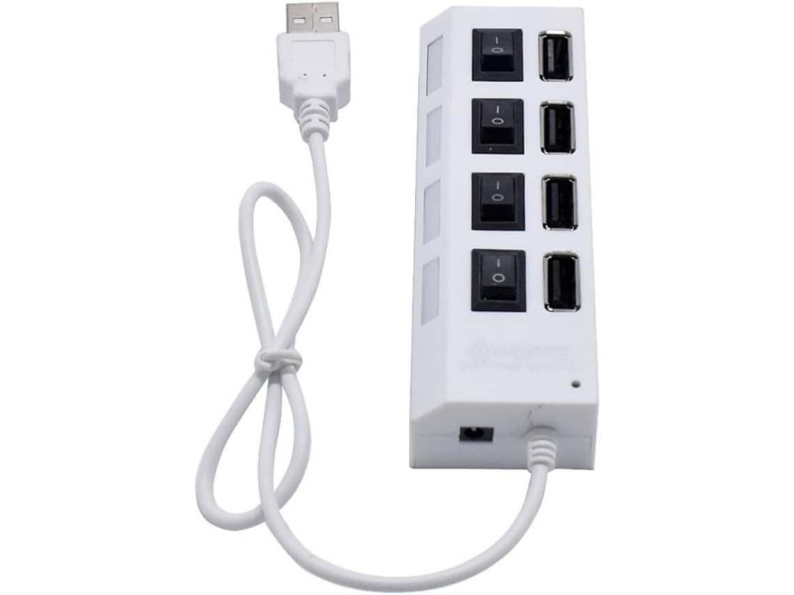 Hub Usb 2.0 Independente De 4 Portas, Divisor Em Abs Branco, Compatível